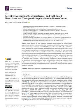 Recent Discoveries of Macromolecule- and Cell-Based Biomarkers and Therapeutic Implications in Breast Cancer