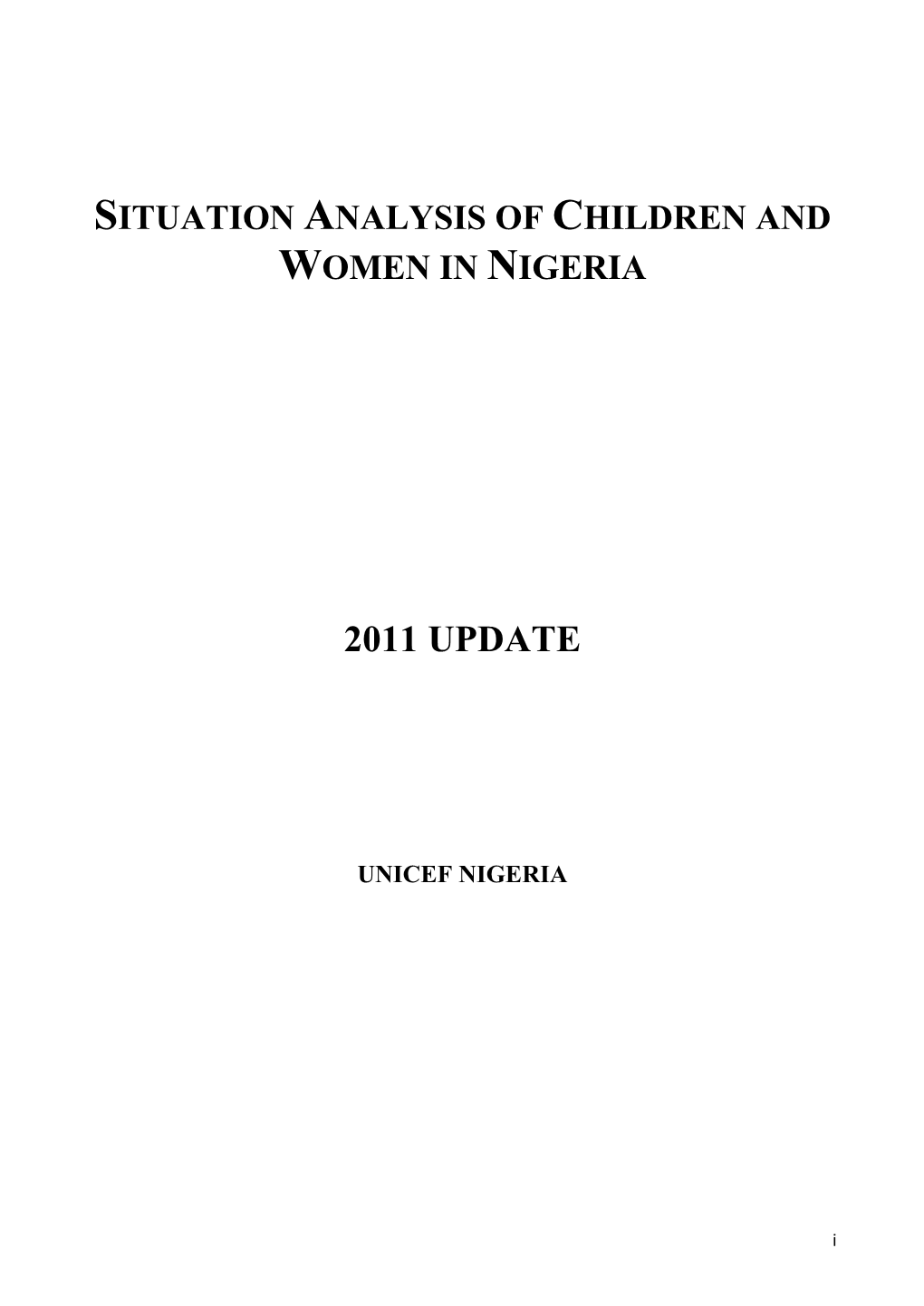 Situation Analysis of Children and Women in Nigeria