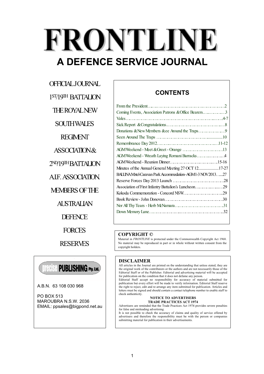 A Defence Service Journal