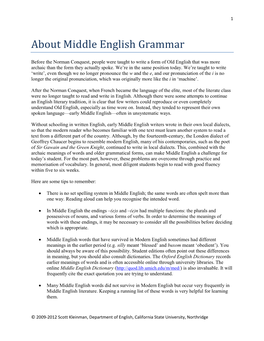 About Middle English Grammar
