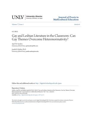 Gay and Lesbian Literature in the Classroom: Can Gay Themes Overcome Heteronormativity?