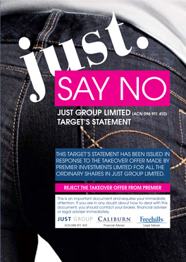 Just Group Limited(Acn 096 911 410) Target's Statement