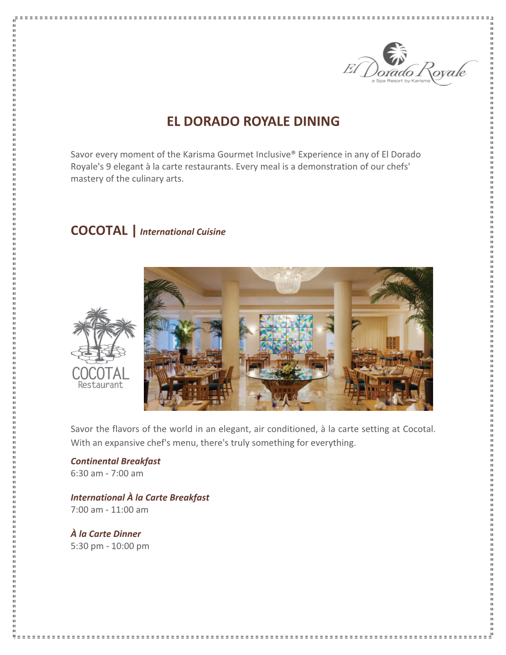 El Dorado Royale Dining