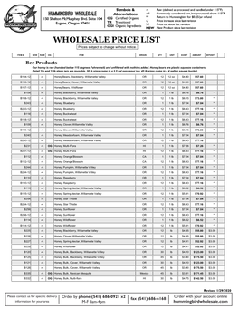 New Pricing Sheet