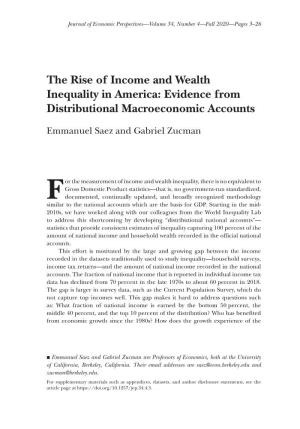 The Rise of Income and Wealth Inequality in America: Evidence from Distributional Macroeconomic Accounts