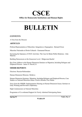 CSCE Bulletin, the Finnish Committee for European Security, STETE, March 12, 1993, P