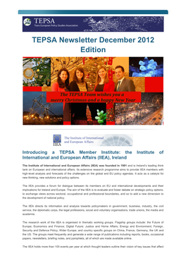 TEPSA Newsletter December 2012 Edition