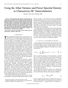 Using the Allan Variance and Power Spectral Density to Characterize DC Nanovoltmeters Thomas J