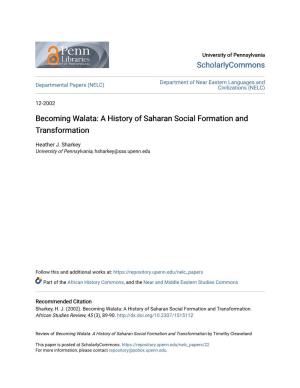 Becoming Walata: a History of Saharan Social Formation and Transformation