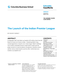The Launch of the Indian Premier League