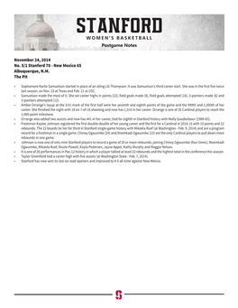 Stanford WOMEN’S BASKETBALL Postgame Notes