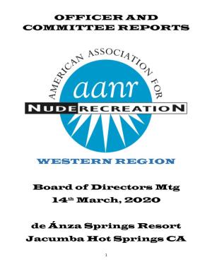 Officer and Committee Reports Western Region