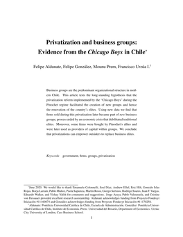 Privatization and Business Groups: Evidence from the Chicago Boys in Chile∗