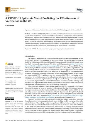 A COVID-19 Epidemic Model Predicting the Effectiveness of Vaccination in the US