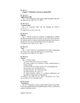 IC 36-1-2 Chapter 2. Definitions of General Applicability