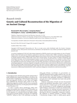 Genetic and Cultural Reconstruction of the Migration of an Ancient Lineage