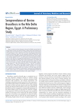 Seroprevelance of Bovine Brucellosis in the Nile Delta Region, Egypt: a Preliminary Study