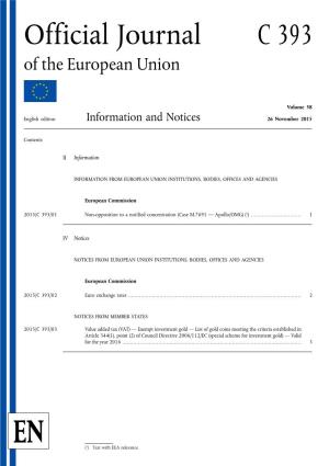 Official Journal C 393 of the European Union