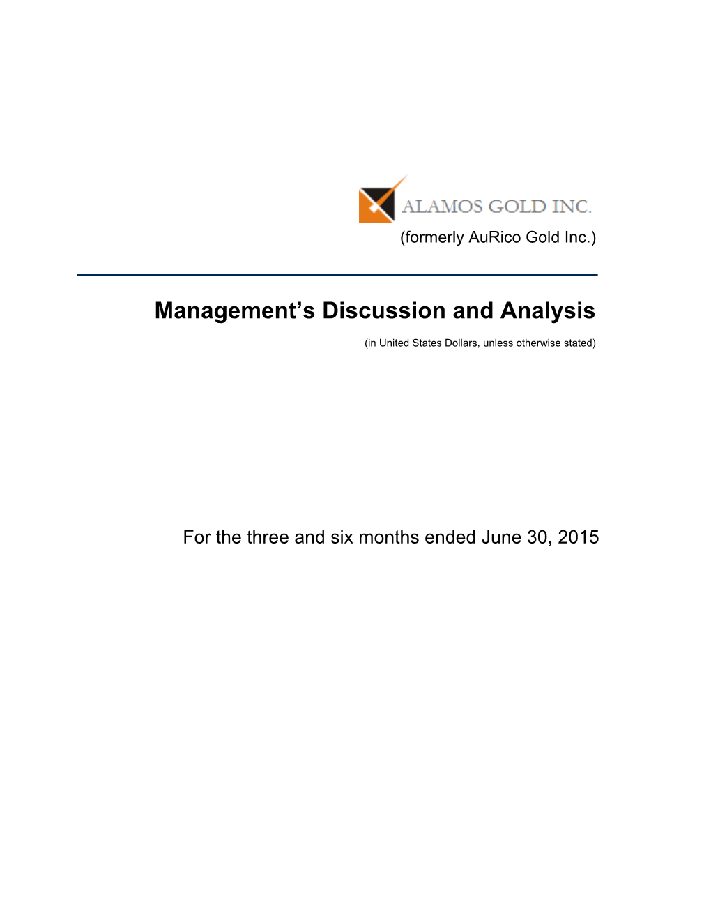 Management's Discussion and Analysis