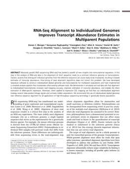 RNA-Seq Alignment to Individualized Genomes Improves Transcript Abundance Estimates in Multiparent Populations