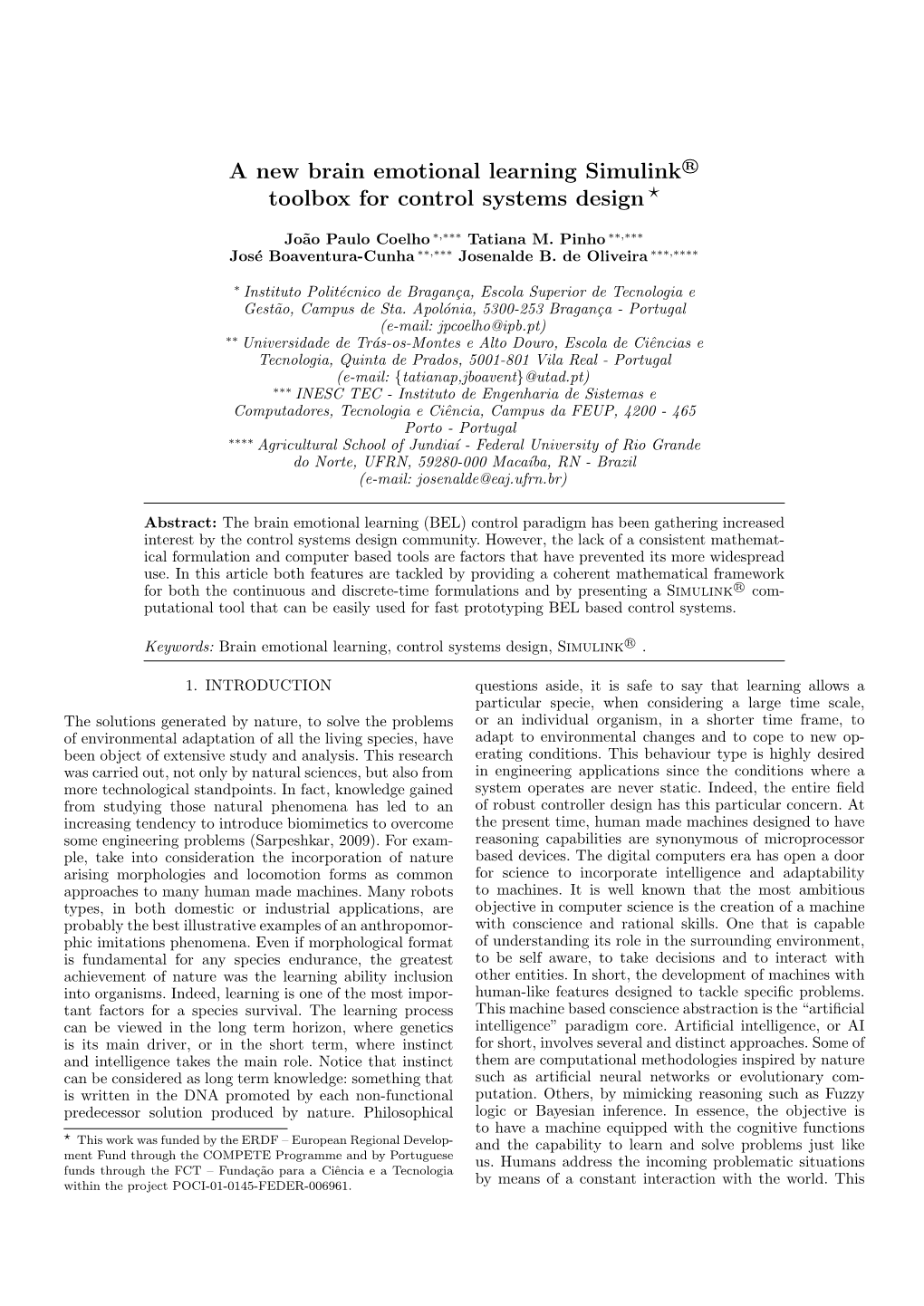 A New Brain Emotional Learning Simulinkr Toolbox for Control