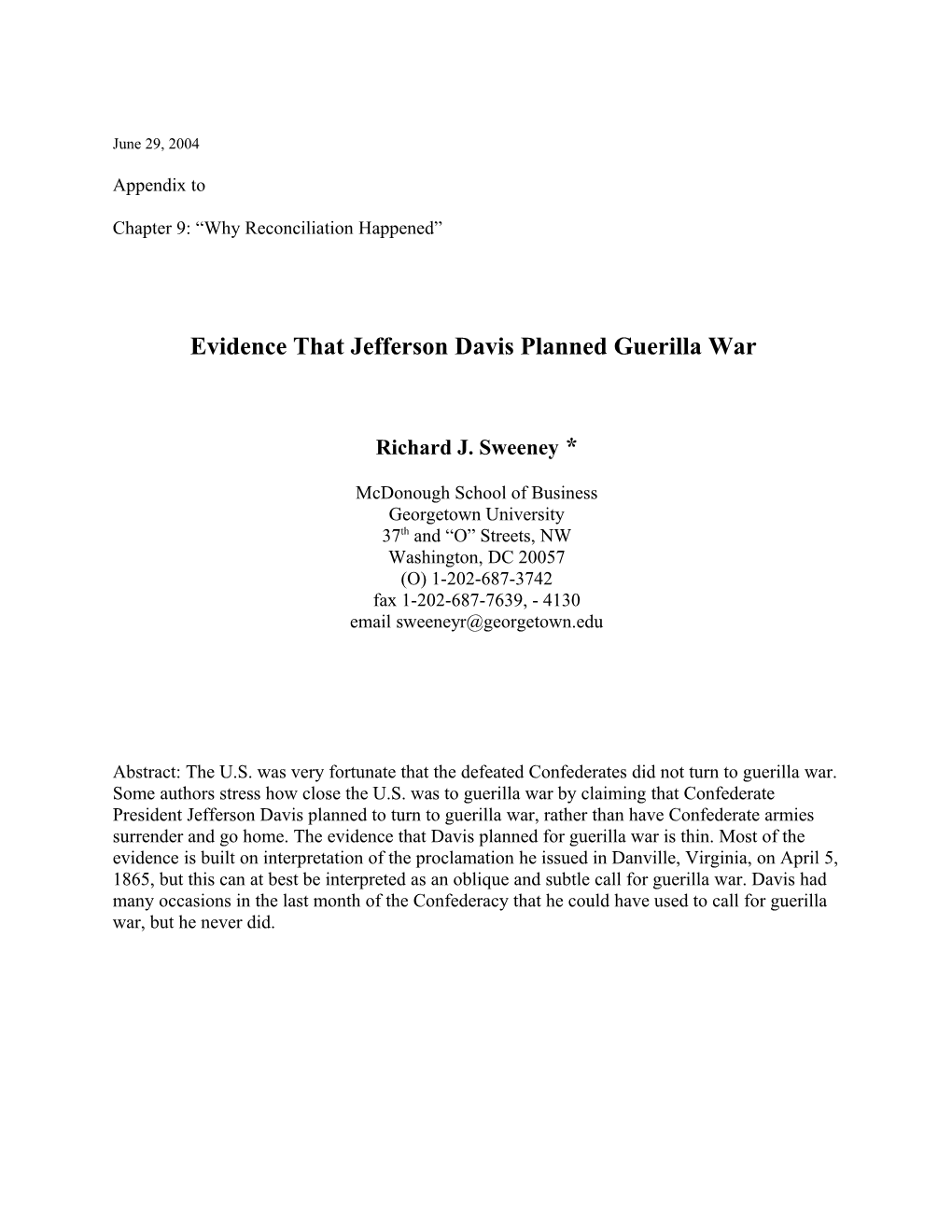 Evidence That Jefferson Davis Planned Guerilla War