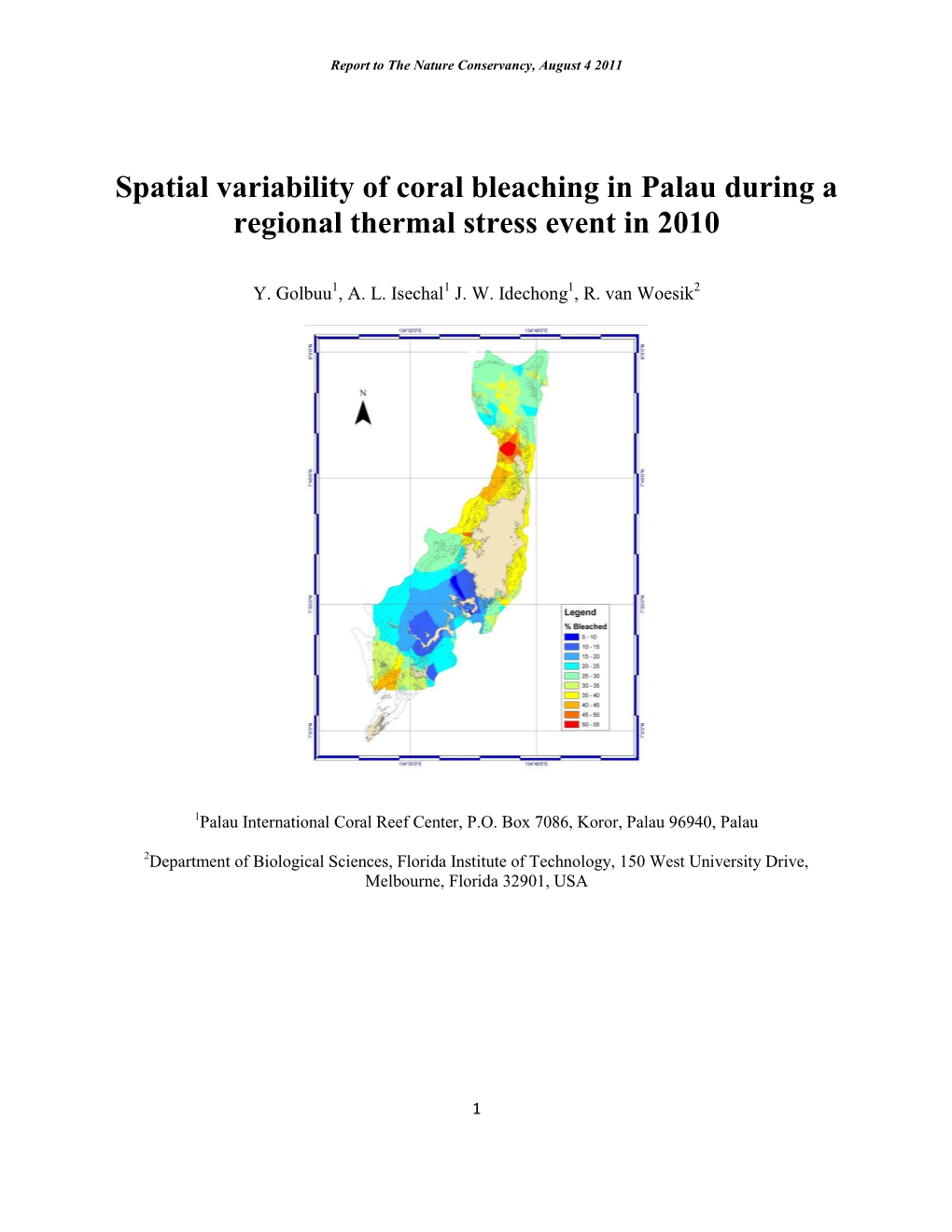 Spatial Variability of Coral Bleaching in Palau During a Regional Thermal Stress Event in 2010