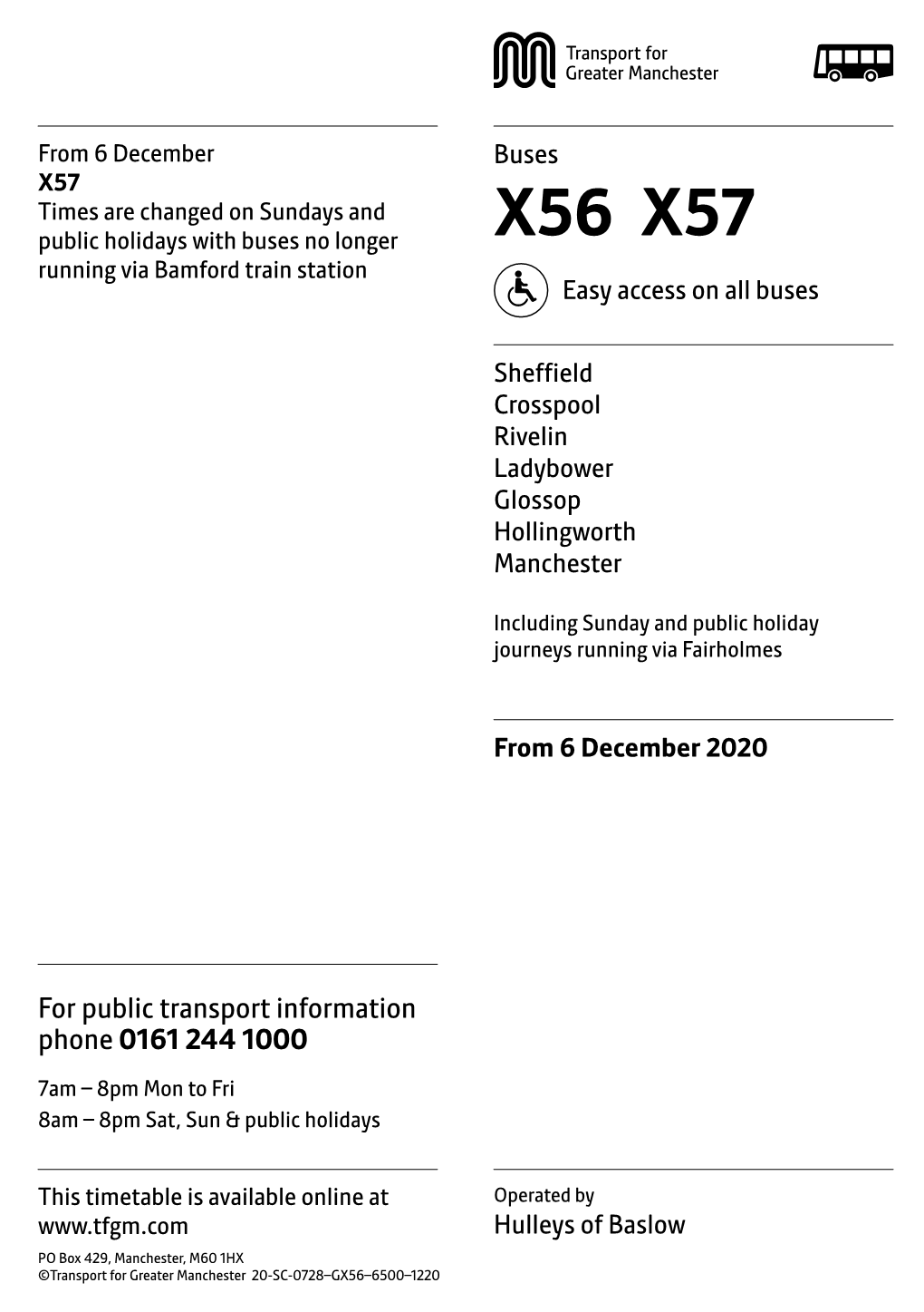 X56 X57 Running Via Bamford Train Station Easy Access on All Buses