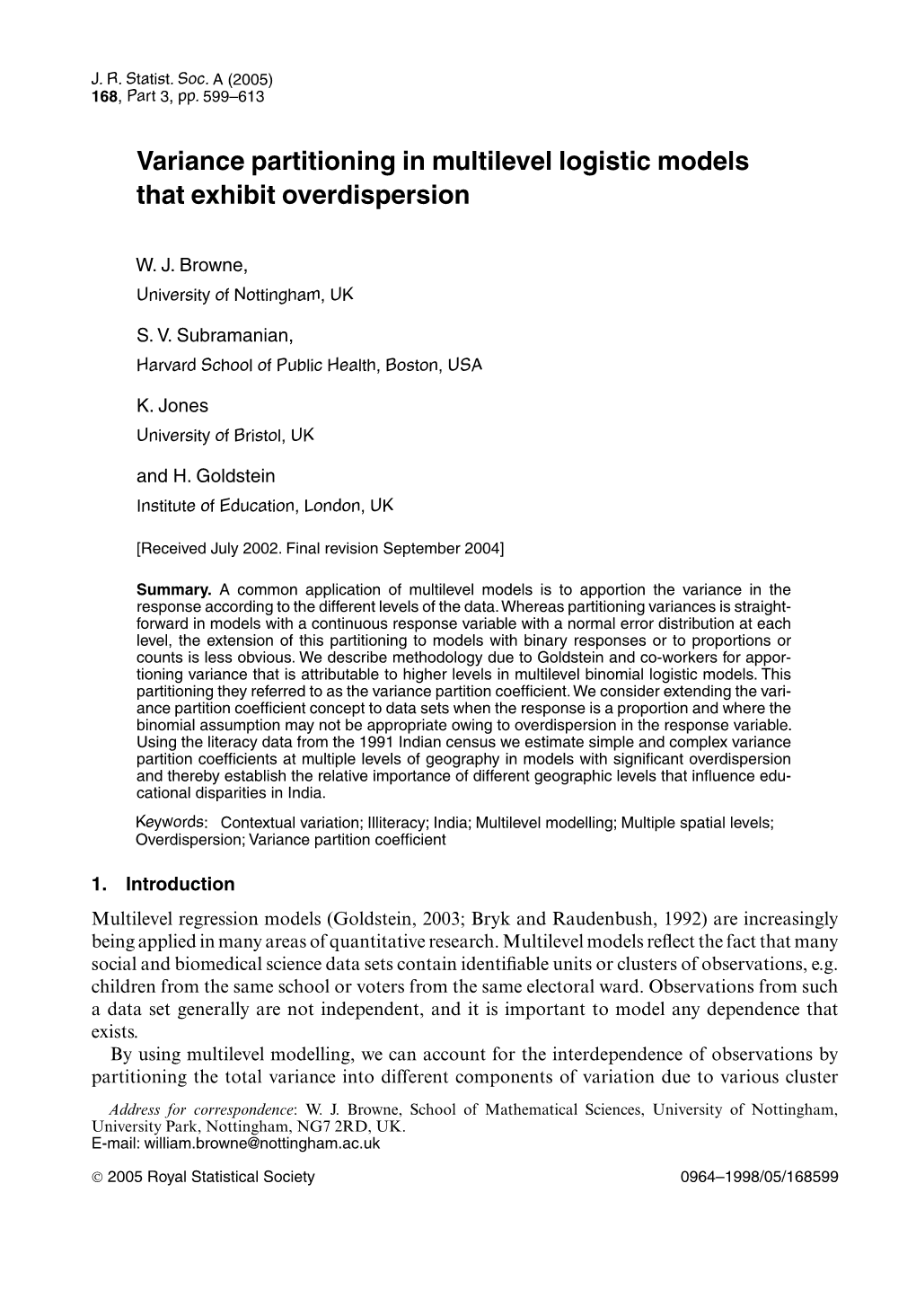 Variance Partitioning in Multilevel Logistic Models That Exhibit Overdispersion