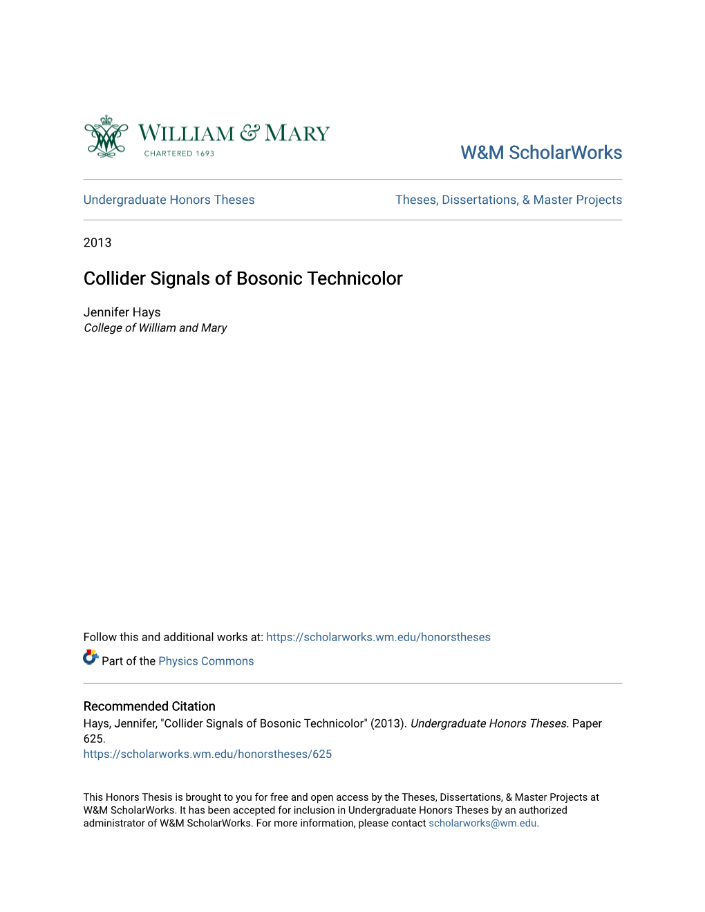 Collider Signals of Bosonic Technicolor