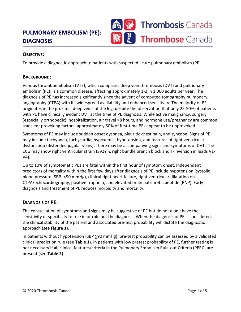 Pulmonary Embolism (Pe): Diagnosis