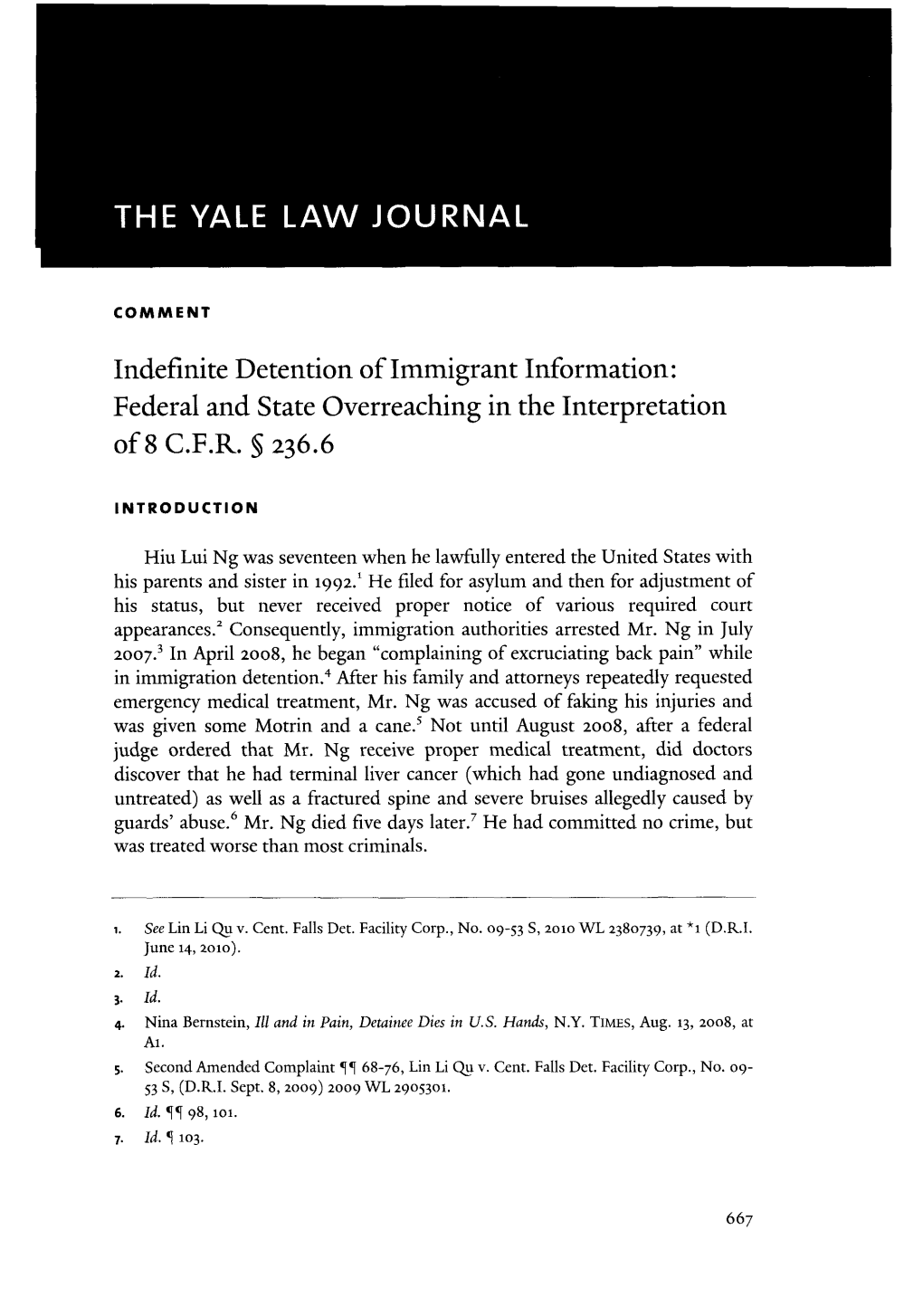 Indefinite Detention of Immigrant Information: Federal and State Overreaching in the Interpretation of 8 C.F.R