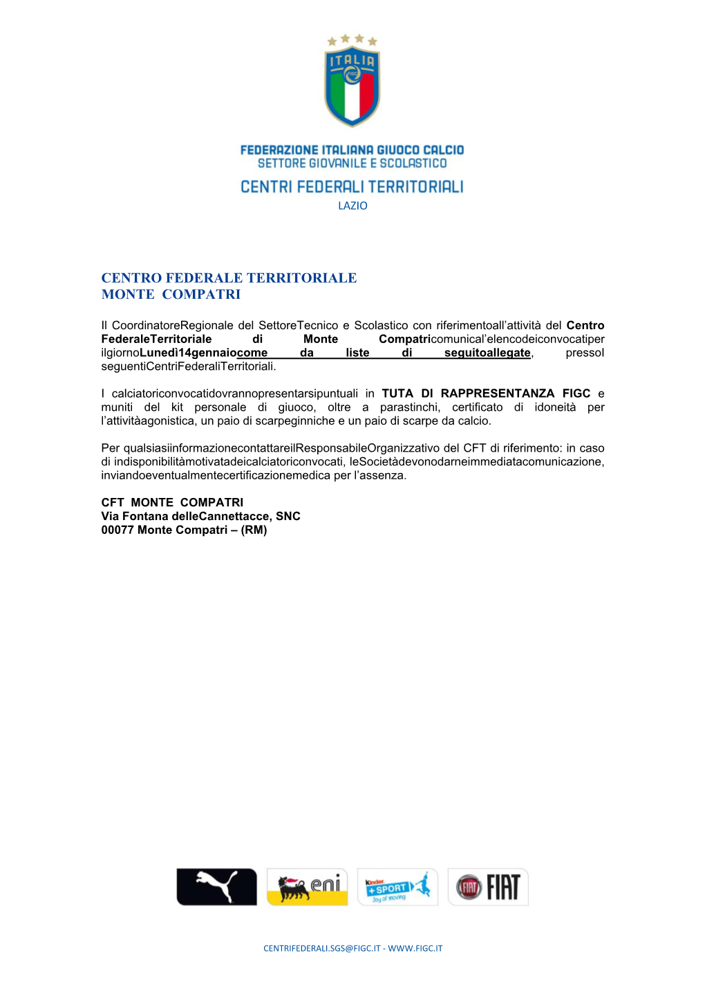 Centro Federale Territoriale Monte Compatri