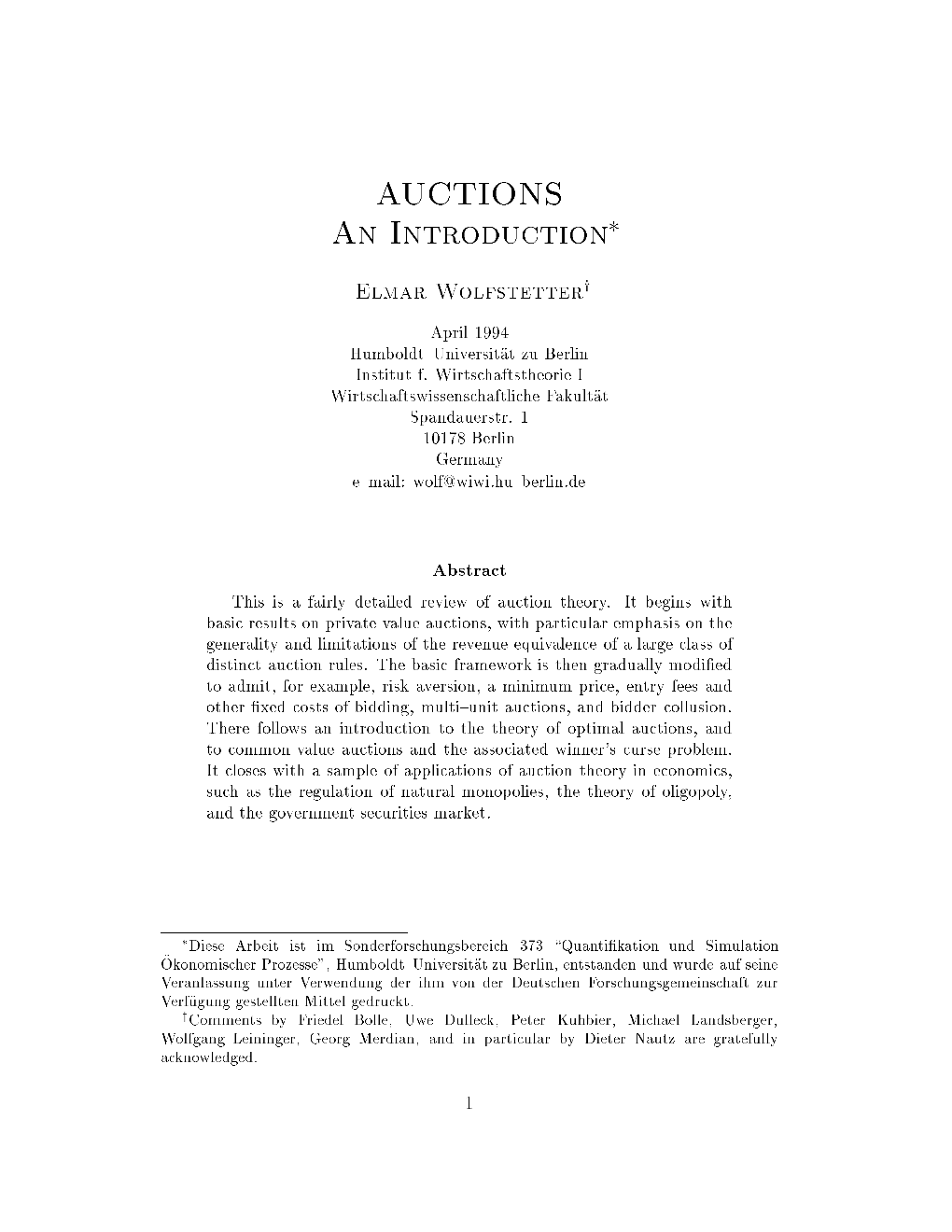 AUCTIONS an Introduction