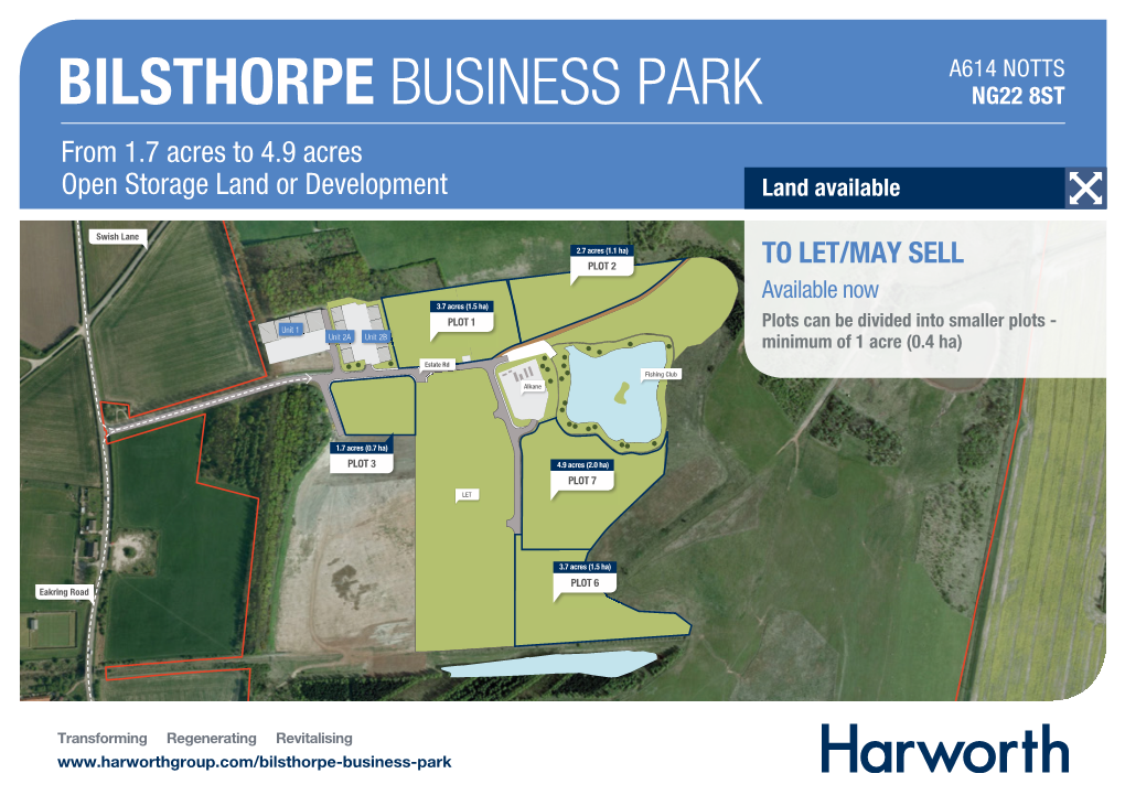 BILSTHORPE BUSINESS PARK NG22 8ST from 1.7 Acres to 4.9 Acres Open Storage Land Or Development Land Available