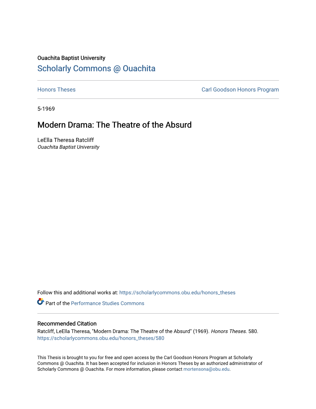 Modern Drama: the Theatre of the Absurd