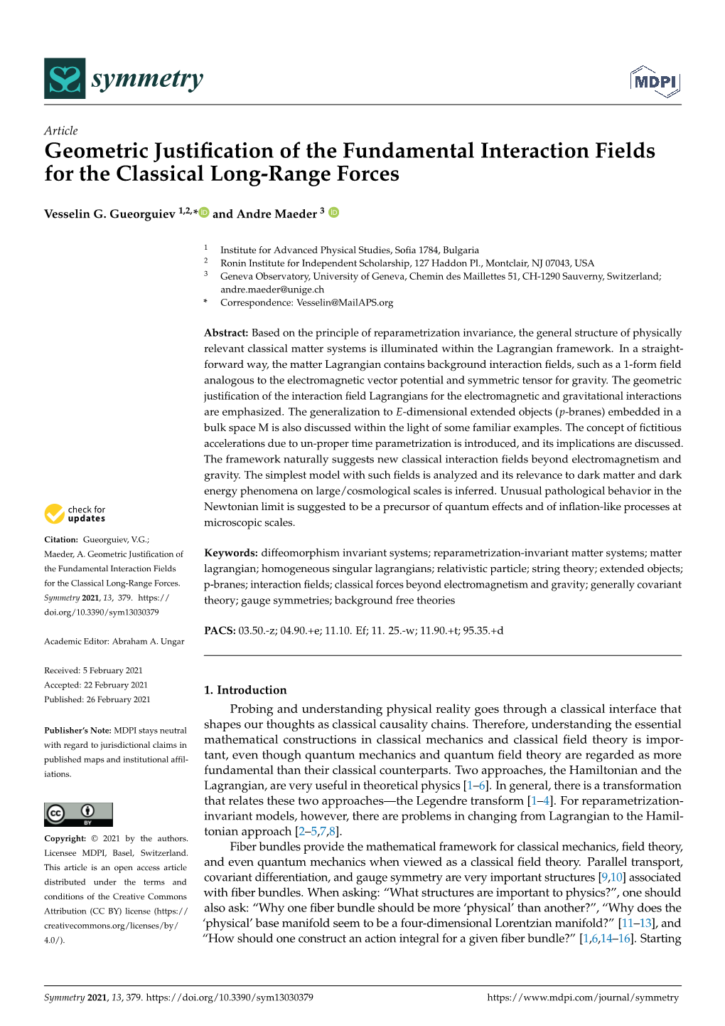 Geometric Justification of the Fundamental Interaction Fields For