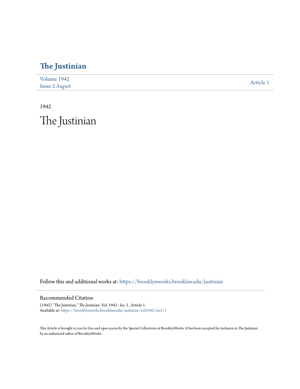 The Justinian Volume 1942 Article 1 Issue 2 August