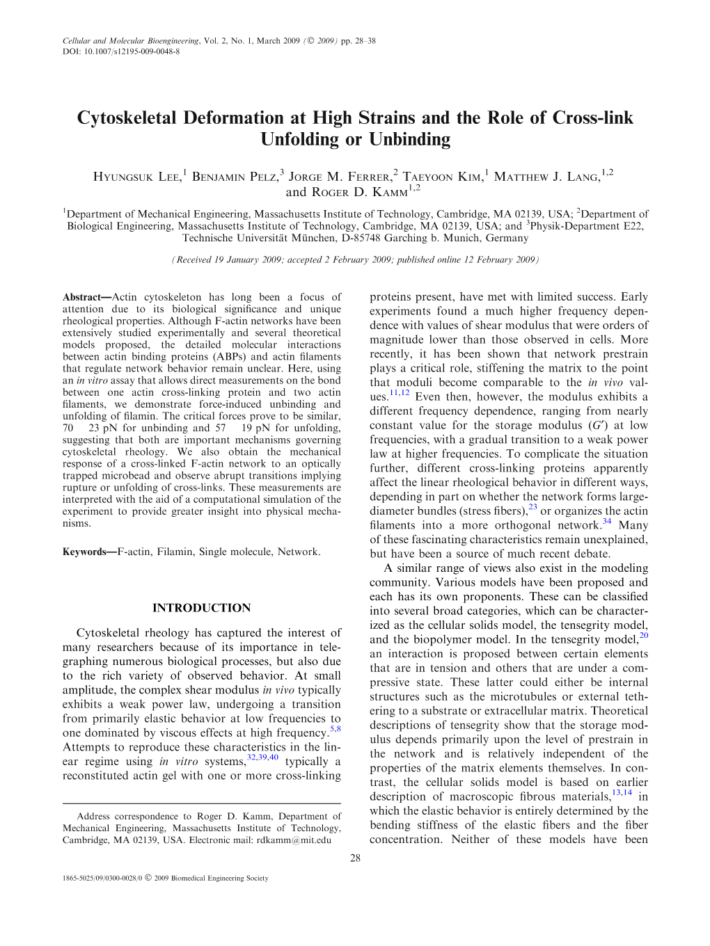 Cytoskeletal Deformation at High Strains and the Role of Cross-Link Unfolding Or Unbinding