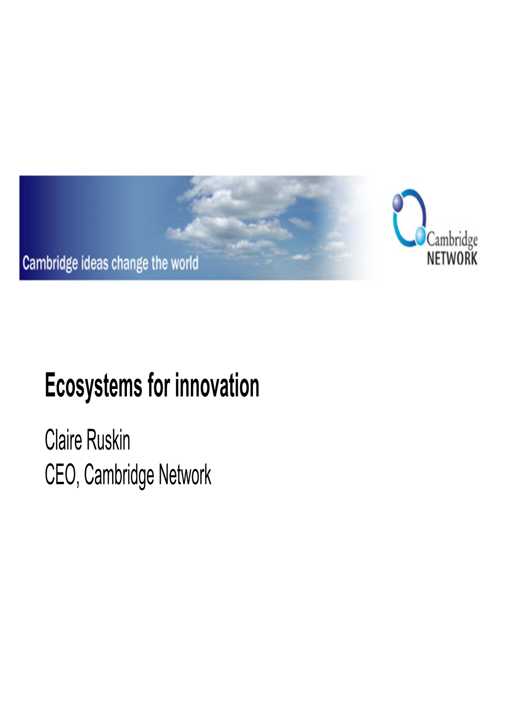Ecosystems for Innovation [Compatibility Mode]