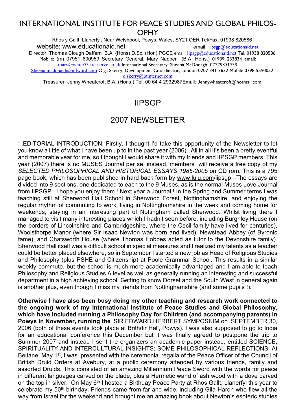 2007 Newsletter