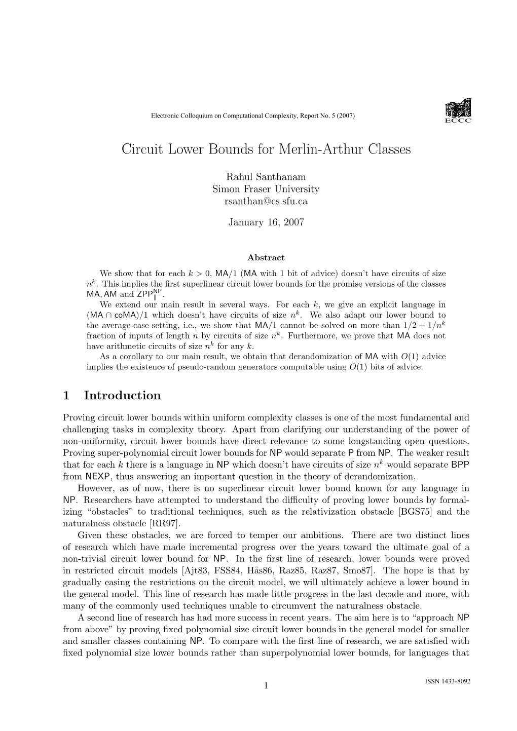 Circuit Lower Bounds for Merlin-Arthur Classes