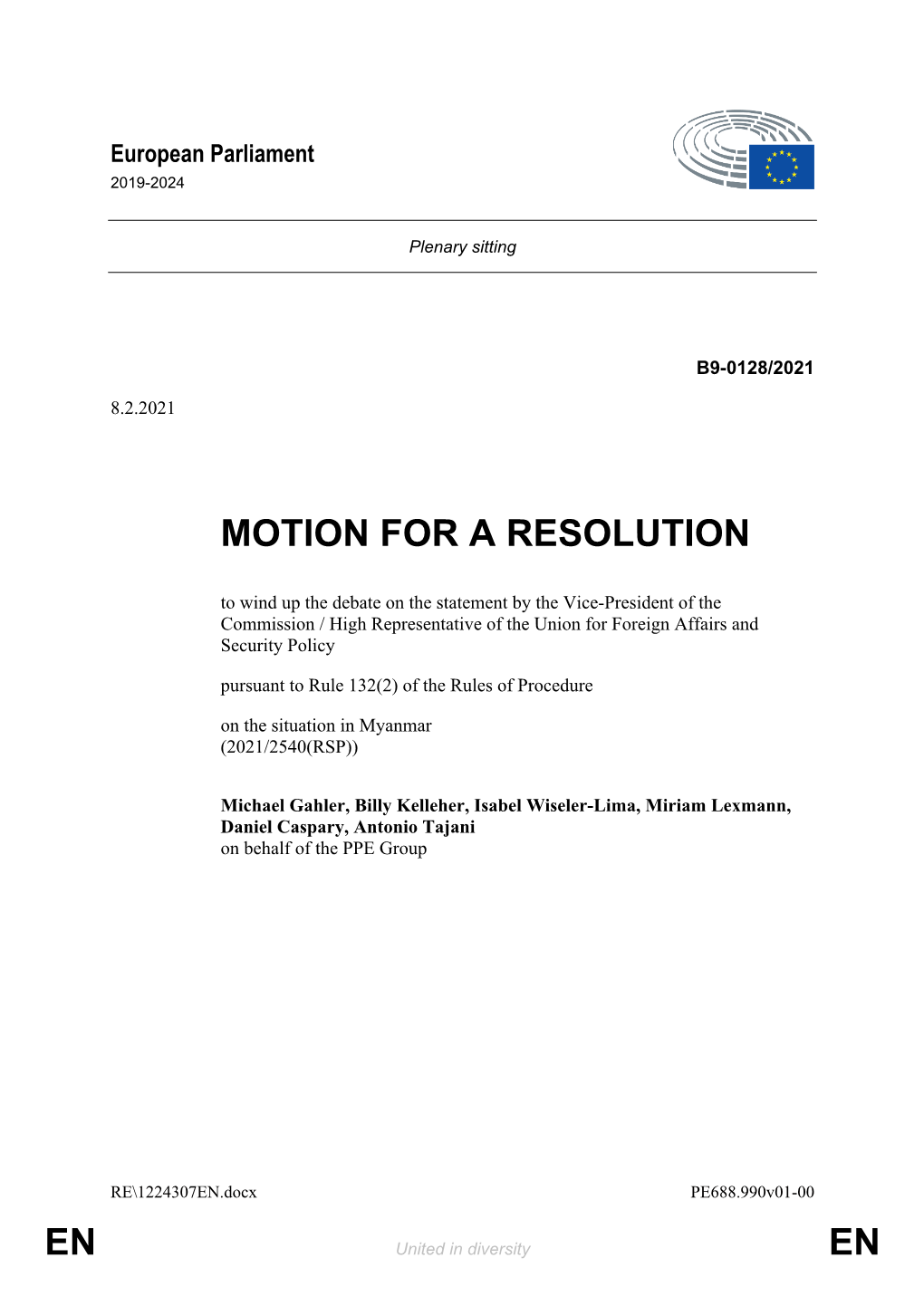 En En Motion for a Resolution