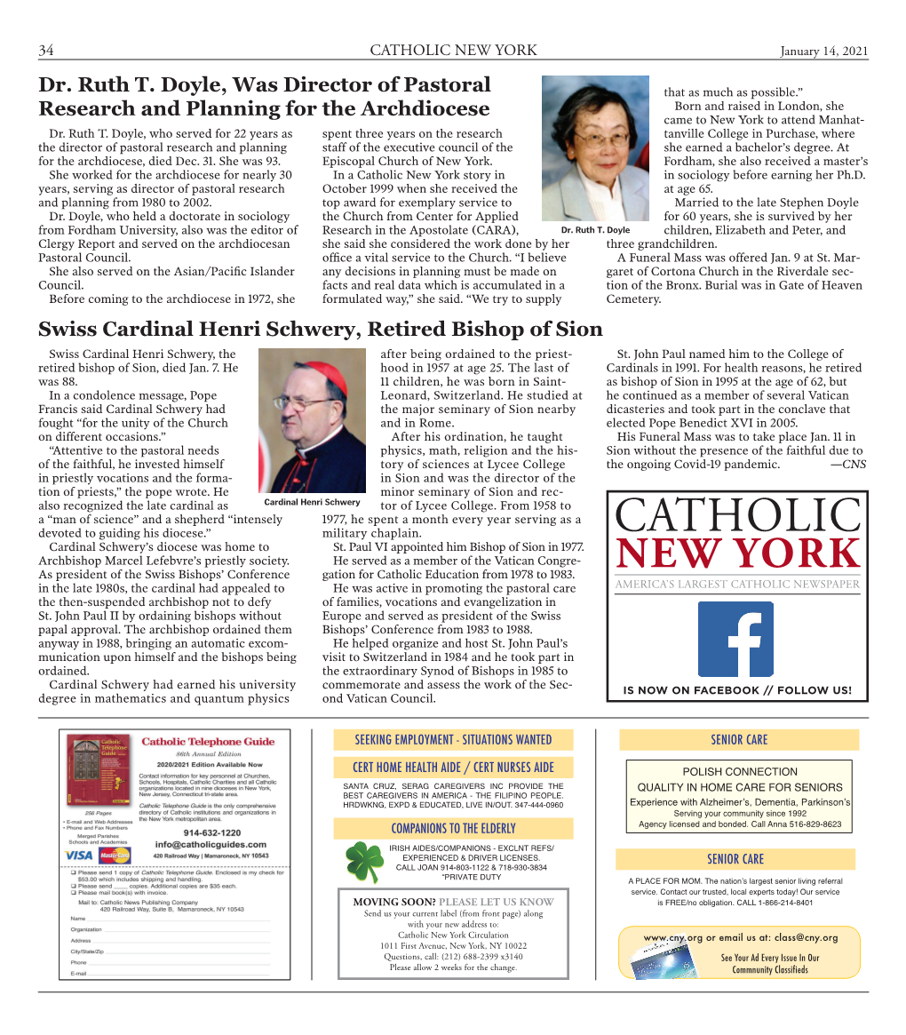 CATHOLIC NEW YORK January 14, 2021