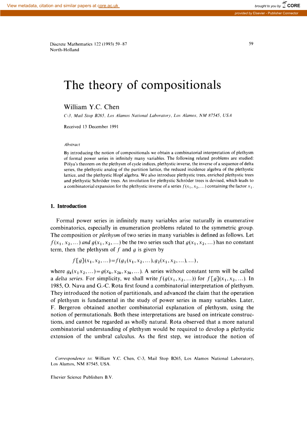 The Theory of Compositionals