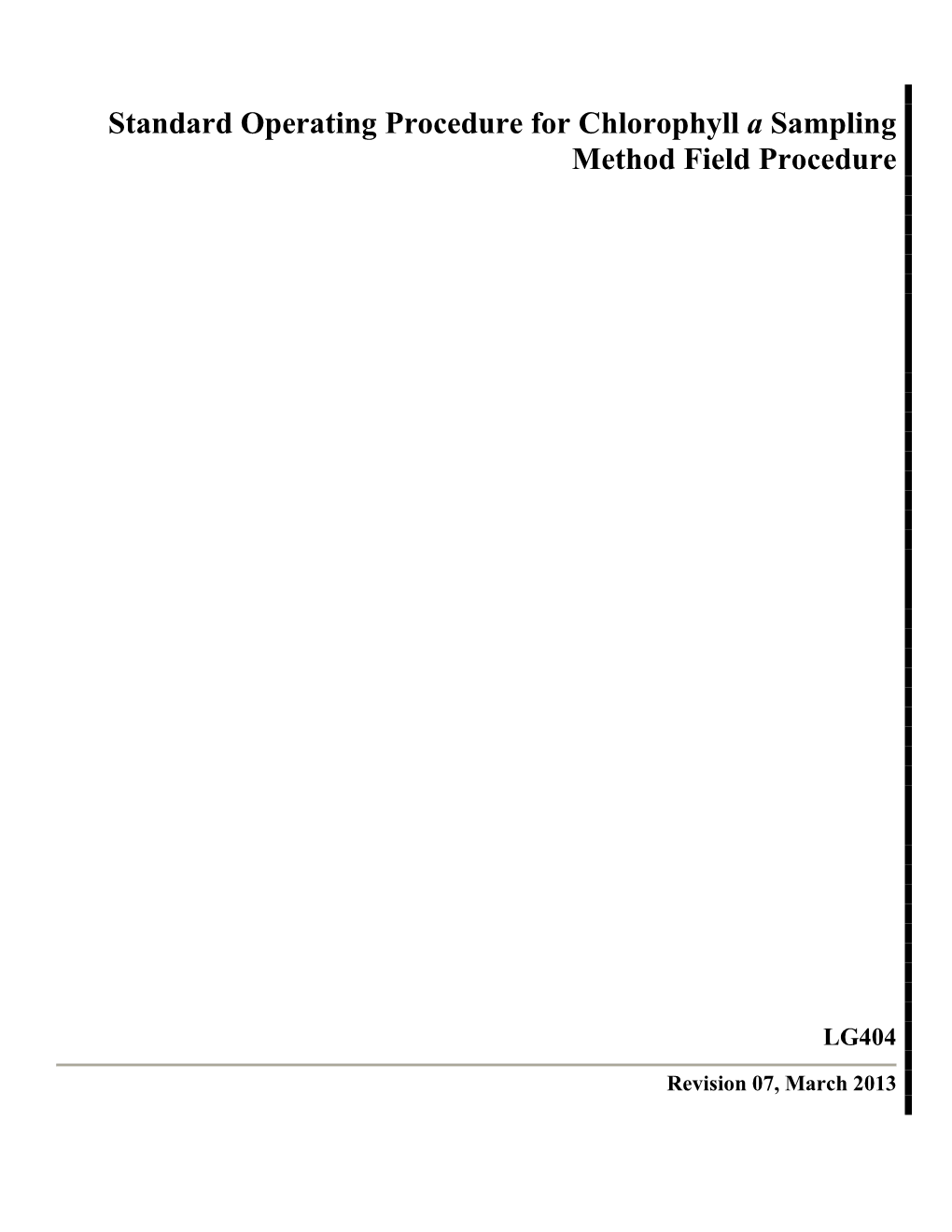 Standard Operating Procedure for Chlorophyll a Sampling Method Field Procedure