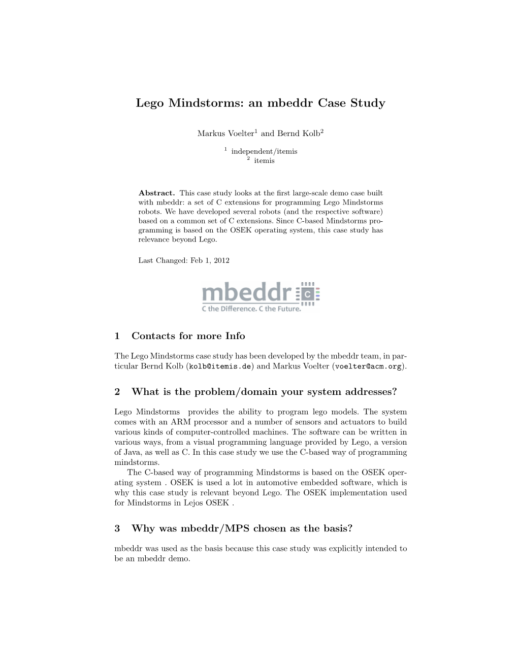 Lego Mindstorms: an Mbeddr Case Study