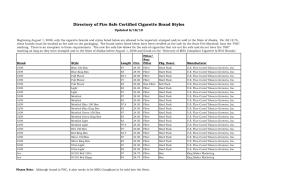 Directory of Fire Safe Certified Cigarette Brand Styles Updated 6/18/10