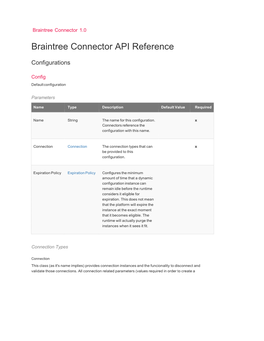 Braintree Connector API Reference | Open Source Project Documentation