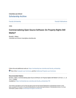 Commercializing Open Source Software: Do Property Rights Still Matter?